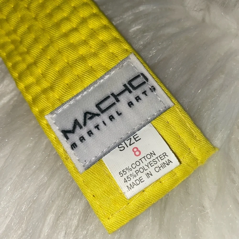 Macho Martial Arts Taekwondo Karate Solid Yellow Color Belt Unisex Child Size 8